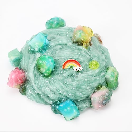 Rainbow Crunchy Slime with Coconut,Avocado Color Crunchy Slime Kit with Glimmer for Girls,Birthday Gifts School Party Favors Toy for Girls and Boys.