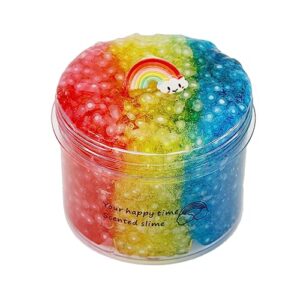 rainbow crunchy slime with coconut,avocado color crunchy slime kit with glimmer for girls,birthday gifts school party favors toy for girls and boys.