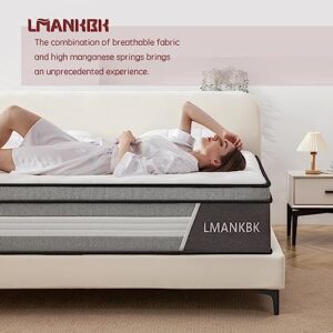 LMANKBK Queen Mattress, 10 Inch Innerspring Hybrid Mattress in a Box with Gel Memory Foam, Individually Wrapped Encased Coil Pocket Spring Mattress, Pressure Relief, Medium Firm Support,60"*80"*10"…