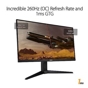 ASUS TUF Gaming 27” 1440P Gaming Monitor (VG27AQML1A) - QHD (2560 x 1440), 260Hz, 1ms, Fast IPS, Extreme Low Motion Blur Sync, G-SYNC Compatible, Freesync Premium, Variable Overdrive, DisplayHDR™ 400