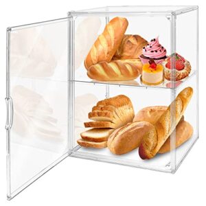 montex large bread box for kitchen countertop, 3 layers adjustable food safe clear bread storage for bread, bagel, muffins