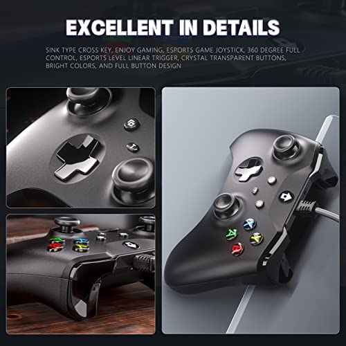 SZDILONG Wired Controller for Xbox Series X|S, Xbox One, Windows 10 and above, PC Controller with 3.5 mm Audio Jack, Black