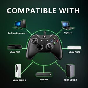 SZDILONG Wired Controller for Xbox Series X|S, Xbox One, Windows 10 and above, PC Controller with 3.5 mm Audio Jack, Black