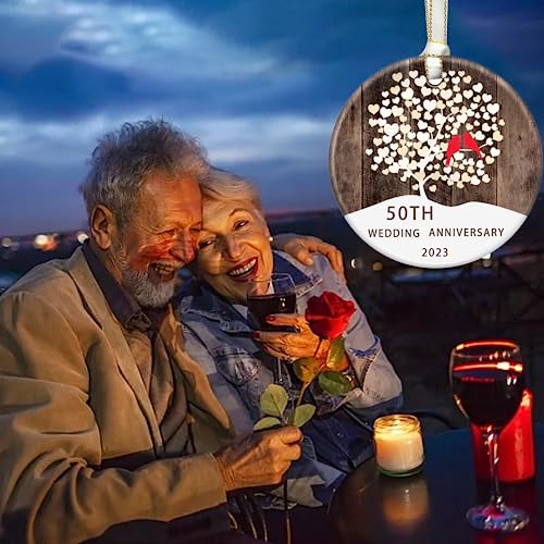 50th Anniversary Wedding Ornament 2023 Christmas Hanging for Couple, 50th Wedding Anniversary Present 50th Wedding Gifts 50th Anniversary Christmas Ornaments - 50th Anniversary Keepsake