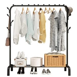erhigher clothes airer, clothing storage shelf bottom shelf design good load bearing non-slip corrosion resistant shoes clothes laundry drying rack storage stand for home black