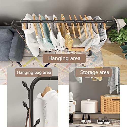 Erhigher Clothes Airer, Clothing Storage Shelf Bottom Shelf Design Good Load Bearing Non-Slip Corrosion Resistant Shoes Clothes Laundry Drying Rack Storage Stand for Home Black