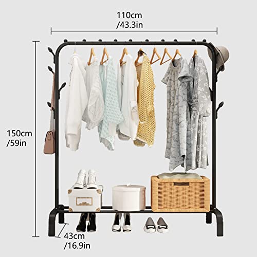 Erhigher Clothes Airer, Clothing Storage Shelf Bottom Shelf Design Good Load Bearing Non-Slip Corrosion Resistant Shoes Clothes Laundry Drying Rack Storage Stand for Home Black