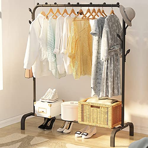 Erhigher Clothes Airer, Clothing Storage Shelf Bottom Shelf Design Good Load Bearing Non-Slip Corrosion Resistant Shoes Clothes Laundry Drying Rack Storage Stand for Home Black