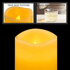 OSHINE Flameless Candles, Set of 1Real Wax Battery Operated Candles, Ivory Flickering Pillar, Electric LED Candles with 10-Key Remote and 24 Hours Timer for Home Decor (D2.2 x H6)