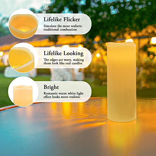 OSHINE Flameless Candles, Set of 1Real Wax Battery Operated Candles, Ivory Flickering Pillar, Electric LED Candles with 10-Key Remote and 24 Hours Timer for Home Decor (D2.2 x H6)