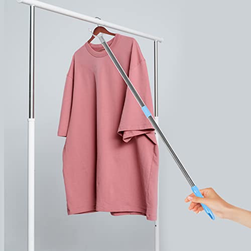 Reach Pole Hook Retractable Clothesline Prop Telescopic Handle Clothing Hook Pole Adjustable Clothesline Rod Hanger Garment Pole with Hook for Closet Shelf Ceiling