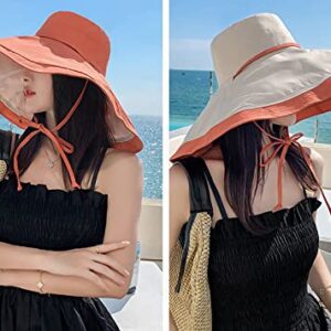 HUAMULAN 7" Wide Brim Women Summer Sun Hat Lady Floppy Beach Bucket Fishing Hats Reversible Foldable Travel UV Protection