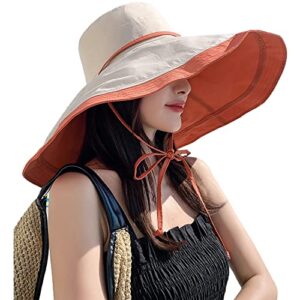 huamulan 7" wide brim women summer sun hat lady floppy beach bucket fishing hats reversible foldable travel uv protection