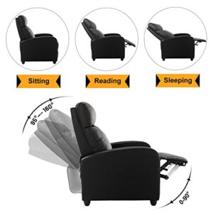 NATURE MATURE Recliner Chair, Massage Living Room Reclining Single Sofa Chair, PU Leather Home Theater Seating with Lumbar Support, Black