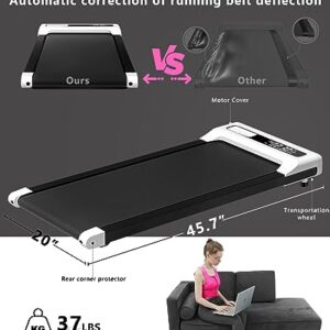 Walking Pad Treadmill Under Desk,Quiet Compact Desk Treadmill for Work from Home Office,Large Capacity with Rmote Control