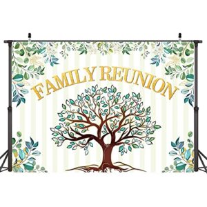 9x6ft family reunion backdrop family tree leaves welcome to our family members photography background gathering gold and green party decorations supplies photo banner booth props
