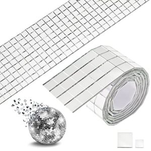 self-adhesive 5×5mm 2400pcs and 10×10mm 600pcs,glass mosaic mirror tiles square sticker disco ball for diy craft decoration silver (silver)