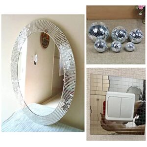 Self-Adhesive 5×5mm 2400pcs and 10×10mm 600pcs,Glass Mosaic Mirror Tiles Square Sticker Disco Ball for DIY Craft Decoration Silver (Silver)