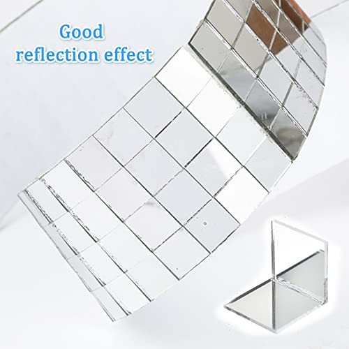 Self-Adhesive 5×5mm 2400pcs and 10×10mm 600pcs,Glass Mosaic Mirror Tiles Square Sticker Disco Ball for DIY Craft Decoration Silver (Silver)