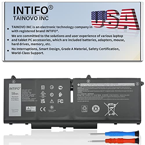 INTIFO 58Wh 07KRV Laptop Battery Compatible with Dell Latitude 5330 5430 5530 Precision 3570 Series Notebook 0H4PVC H4PVC Y86WG 0Y86WG M69D0 08WRCR 078FWY [15.2V 3625mAh 4-Cell]