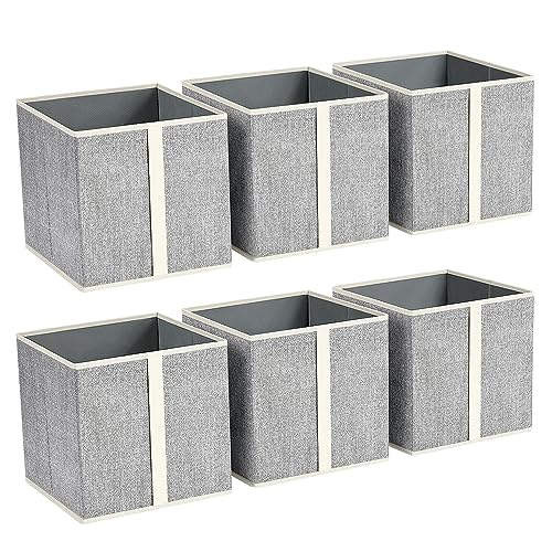 homsorout Storage Cubes, Closet Storage Bins with Vertical Handle, 11 Inch Cube Storage Bins, Closet Organizers and Storage Baskets for Toys, Books, Clothes, 6 Packs (Blended)