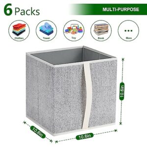 homsorout Storage Cubes, Closet Storage Bins with Vertical Handle, 11 Inch Cube Storage Bins, Closet Organizers and Storage Baskets for Toys, Books, Clothes, 6 Packs (Blended)