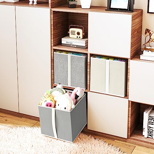 homsorout Storage Cubes, Closet Storage Bins with Vertical Handle, 11 Inch Cube Storage Bins, Closet Organizers and Storage Baskets for Toys, Books, Clothes, 6 Packs (Blended)