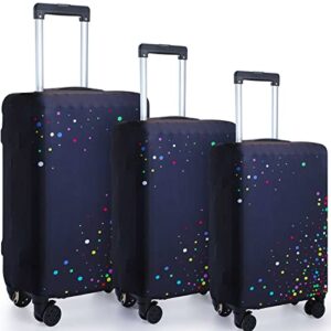 sanwuta 3 pcs luggage cover washable suitcase protector luggage protector suitcase cover anti scratch luggage case cover fits 18-28 inch luggage, 3 sizes (colorful dot style)