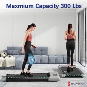 Superun Walking Pad, 2 in 1 Under Desk Treadmill, Walking Pad Treadmill Under Desk with 300lbs Capacity, Treadmills for Home and Office Free Installation with Remote Control