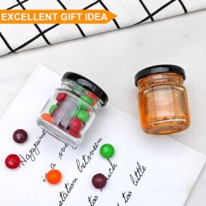 QAPPDA 1.5oz Mini Glass Jars with Black Lids,Round Small Honey Jars 70 Pack Mini Storage Jar for Candle Making,Clear Glass Bottle 45ml Glass Spice Containers for Jelly,Jam,Craft,Wedding,Party Favor