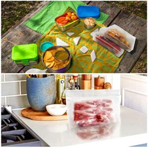 Reusable Freezer Bags, 8 Pack PEVA Material Reusable Storage Bags, Leak proof Reusable Bags Silicone, Reusable Gallon Bags, Plastic Free for Fruit, Marinate Meat, Cereal, Sandwich, Snack, Travel Items