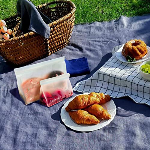 Reusable Freezer Bags, 8 Pack PEVA Material Reusable Storage Bags, Leak proof Reusable Bags Silicone, Reusable Gallon Bags, Plastic Free for Fruit, Marinate Meat, Cereal, Sandwich, Snack, Travel Items