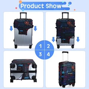 Sherr 3 Pieces Travel Luggage Cover Suitcase Protector Anti Scratch Suitcase Cover Washable Baggage Covers (Vinatge Theme, Larger Size)