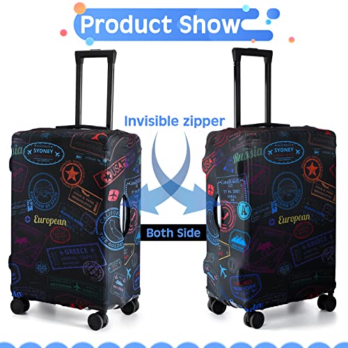 Sherr 3 Pieces Travel Luggage Cover Suitcase Protector Anti Scratch Suitcase Cover Washable Baggage Covers (Vinatge Theme, Larger Size)