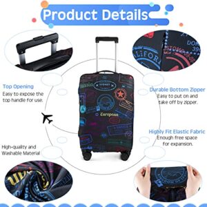 Sherr 3 Pieces Travel Luggage Cover Suitcase Protector Anti Scratch Suitcase Cover Washable Baggage Covers (Vinatge Theme, Larger Size)