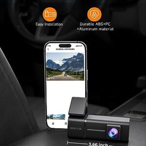 Dash Cam WiFi 2.5K 1440P Front Dash Camera for Cars, E-YEEGER Car Camera Mini Dashcams with App, Night Vision, 24H Parking Mode, G-Sensor, Loop Recording, 32G Card, Support 256G Max