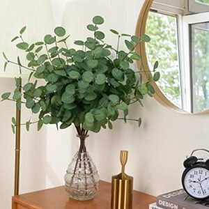 BLEUM CADE 3Pcs 24" Tall Artificial Eucalyptus Stems with Leaves, Faux Eucalyptus Greenery Stems, Fake Silver Dollar Eucalyptus Plant for Vase Flower Arrangement Wedding Bouquets Room Decor