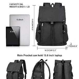 Black School Backpack for Women Men,Middle High School Bookbag Fashion School Backpack for Teens Girls Boys 15.6Inch Waterproof College Students Backpack Lightweight Small Casual Laptop Backpacks