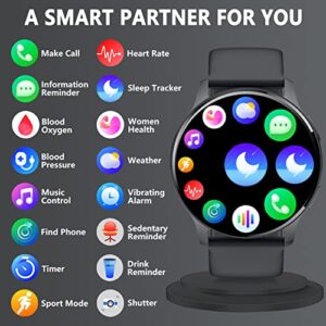 Smart Watch for Women(Make/Answer Call) Activity Fitness Tracker for Android iOS Phones AI Voice Control Smartwatch with Heart Rate Sleep Monitor Pedometer Digital Watch for Women Waterproof Blcak