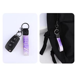 Kawaii Car Keychain Gradient Color Cute Keychains for Women/Men/Girls/Kids,Personalized Bear Keychains for Backpacks Charms Purse (Purple)…