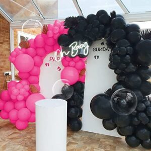 Black and Hot Pink Balloons Garland Arch Kit Rose Pink And Black Balloons 5+12+18 With Bobo Balloons For Princess Party Baby Girl Shower Decorations Bachelorette Party Birthday Decorations