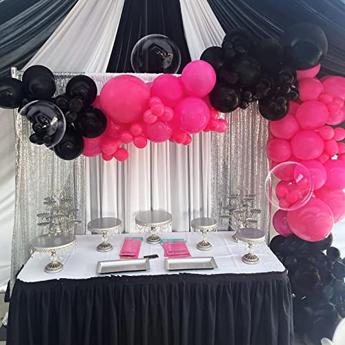 Black and Hot Pink Balloons Garland Arch Kit Rose Pink And Black Balloons 5+12+18 With Bobo Balloons For Princess Party Baby Girl Shower Decorations Bachelorette Party Birthday Decorations