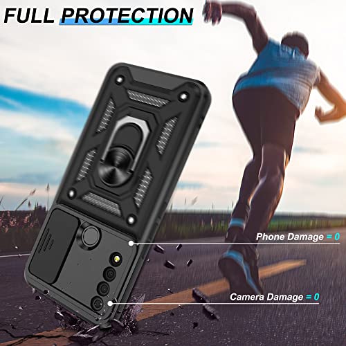 ATUMP for TCL 30XE 5G Phone Case with HD Screen Protector, Heavy Duty Shockproof with 360 ° Rotation Metal Kickstand [Military Grade] Protective Case for TCL 30 XE 5G, Black