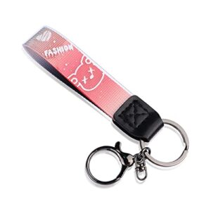 kawaii car keychain gradient color cute keychains for women/men/girls/kids,personalized bear keychains for backpacks charms purse (red)…
