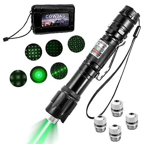 Cowjag Green Laser Pointer High Power, Tactical Long Range [12,000 Ft] Laser, Rechargeable Laser, Single Push On/Off, Adjustable Focus Laser with Carrying Case (Green Light)