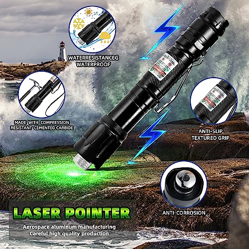 Cowjag Green Laser Pointer High Power, Tactical Long Range [12,000 Ft] Laser, Rechargeable Laser, Single Push On/Off, Adjustable Focus Laser with Carrying Case (Green Light)