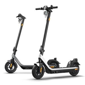 NIU KQi2 Electric Scooter for Adults Gray and White Bundle: 300W Power, Upto 25 Miles Long Range, Max Speed 17.4MPH, 10'' Tubeless Tires, Dual Brakes, Portable Folding Commuting E Scooter