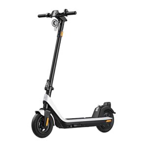 NIU KQi2 Electric Scooter for Adults Gray and White Bundle: 300W Power, Upto 25 Miles Long Range, Max Speed 17.4MPH, 10'' Tubeless Tires, Dual Brakes, Portable Folding Commuting E Scooter