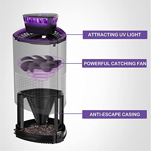 Indoor Insect Trap Non-Zapper, Fruit Fly Traps for Indoors, Catcher and Killer for Mosquitos, Gnats, Moth and Fruit Fly, Insect Trap for with Bug Light & Strong Suction