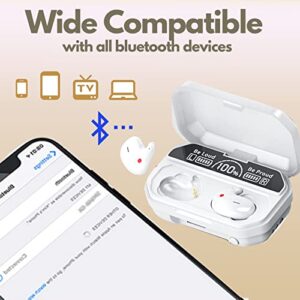 Loluka Sleeping Earbuds Invisible Bluetooth Earbuds Comfortable and Fitable for All Type Ears True Wireless Earbuds Stereo HiFi Music IPX4 Waterproof Invisible Headphones with Charging Case Nude